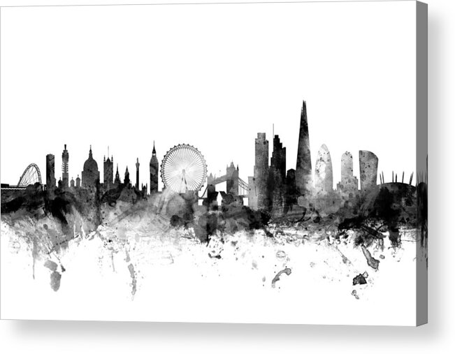 London Acrylic Print featuring the digital art London England Skyline #31 by Michael Tompsett