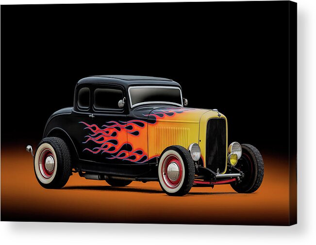 Vintage Acrylic Print featuring the digital art 32 Ford Five-Window by Douglas Pittman