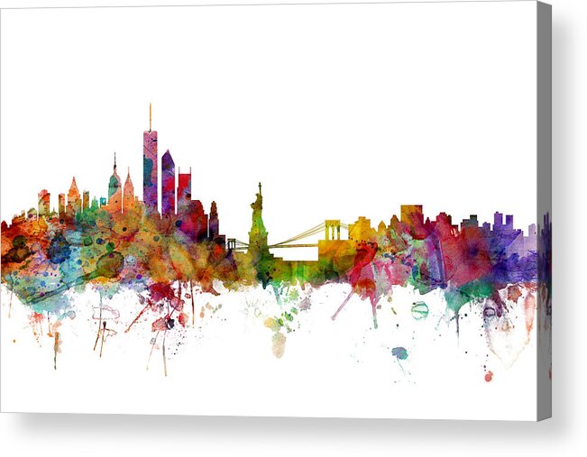United States Acrylic Print featuring the digital art New York Skyline by Michael Tompsett