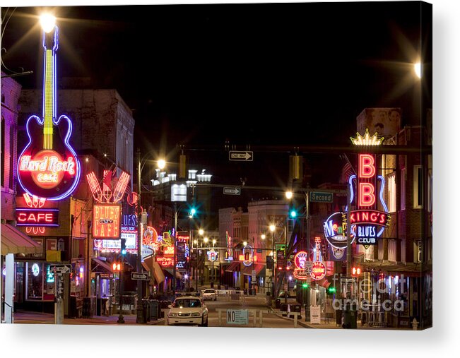 Memphis Acrylic Print featuring the photograph Beale Street in Downtown Memphis Tennessee #4 by Anthony Totah