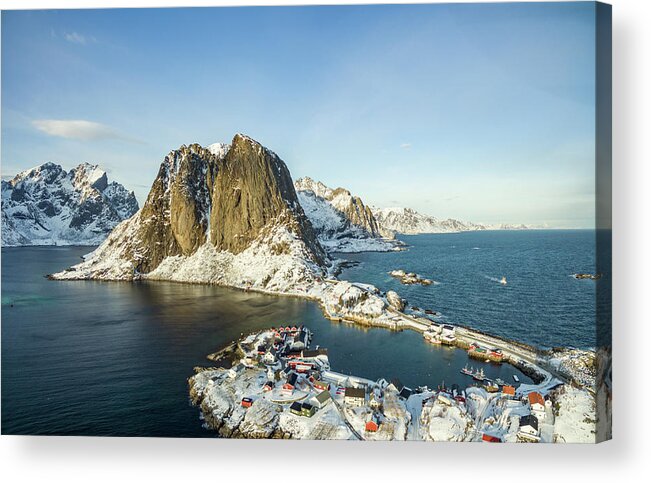 Aerial Acrylic Print featuring the photograph Hamnoy from above, Lofoten #4 by Francesco Riccardo Iacomino