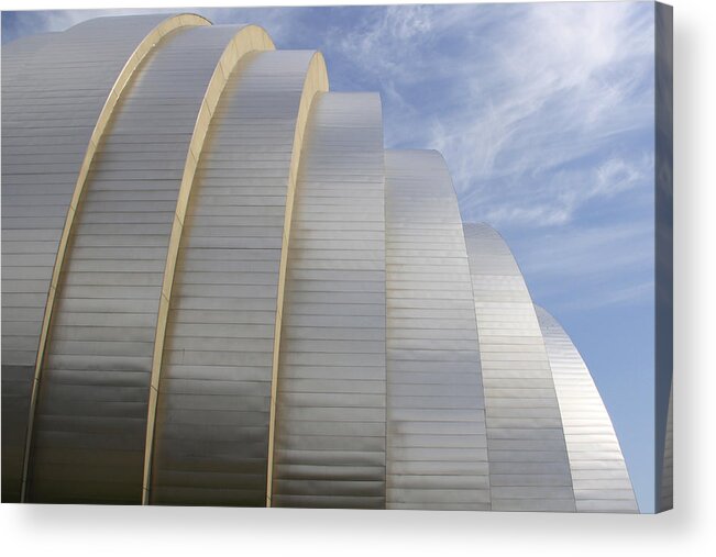 Abstract Building Acrylic Print featuring the photograph Kauffman Center for Performing Arts by Mike McGlothlen