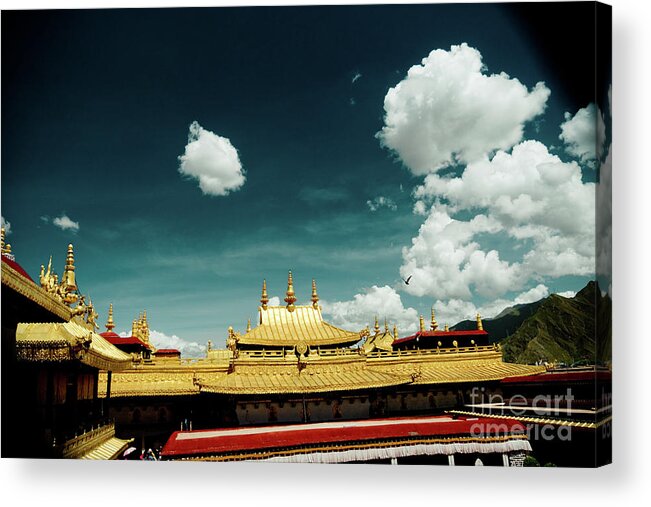 Tibet Acrylic Print featuring the photograph Lhasa Jokhang Temple Fragment Tibet Artmif.lv #4 by Raimond Klavins