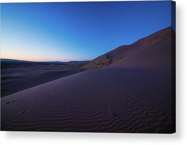 Barchans Acrylic Print featuring the photograph Magnificent Sandy Waves On Dunes In Desert In Summer Evening  #4 by Oleg Yermolov