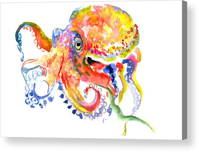 Octopus Acrylic Print featuring the painting Octopus #5 by Suren Nersisyan