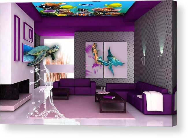 Fish Acrylic Print featuring the mixed media Rooftop Saltwater Fish Tank Art #5 by Marvin Blaine