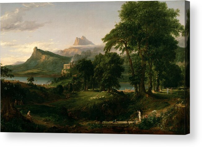 Hudson River School Acrylic Print featuring the painting The Course Of Empire The Arcadian Or Pastoral State #5 by Thomas Cole