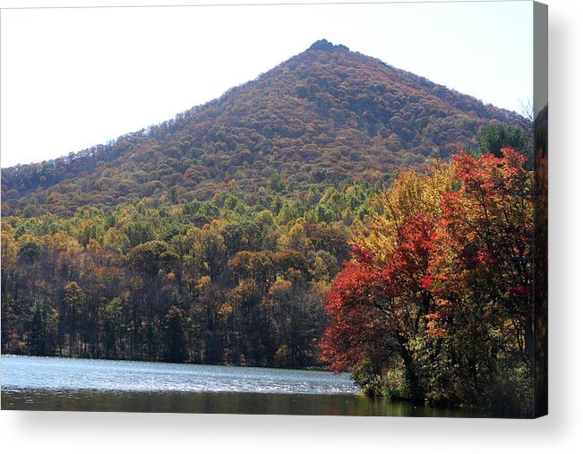 Lake Acrylic Print featuring the photograph View of Abbott Lake and Sharp Top in autumn #5 by Emanuel Tanjala