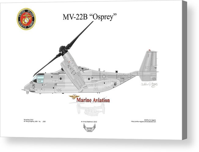 Bell Acrylic Print featuring the digital art Bell Boeing MV-22B Osprey #8 by Arthur Eggers