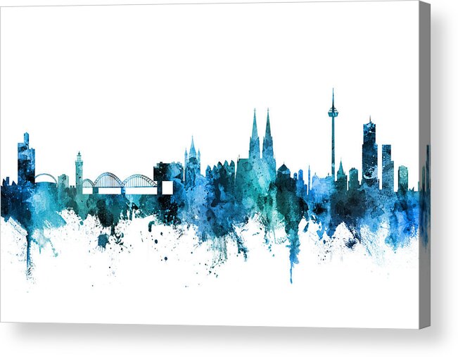 Cologne Acrylic Print featuring the digital art Cologne Germany Skyline #6 by Michael Tompsett