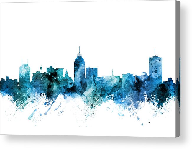 Grand Rapids Acrylic Print featuring the digital art Grand Rapids Michigan Skyline #6 by Michael Tompsett