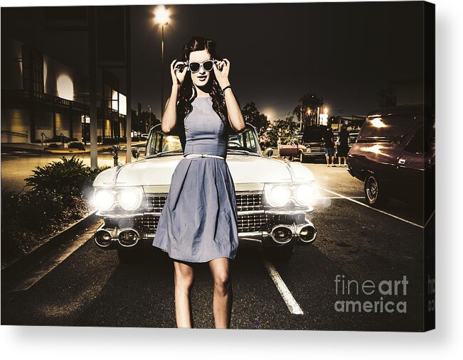 Rockabilly Acrylic Print featuring the photograph 60s American car culture by Jorgo Photography