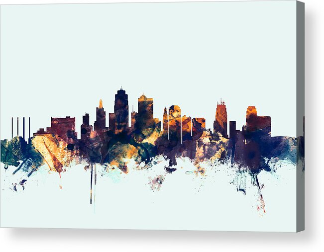 United States Acrylic Print featuring the digital art Kansas City Skyline by Michael Tompsett