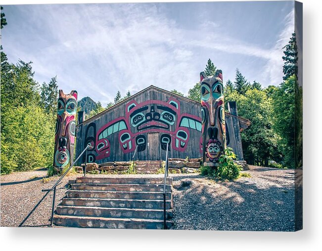 Village Acrylic Print featuring the photograph Totems Art And Carvings At Saxman Village In Ketchikan Alaska #7 by Alex Grichenko