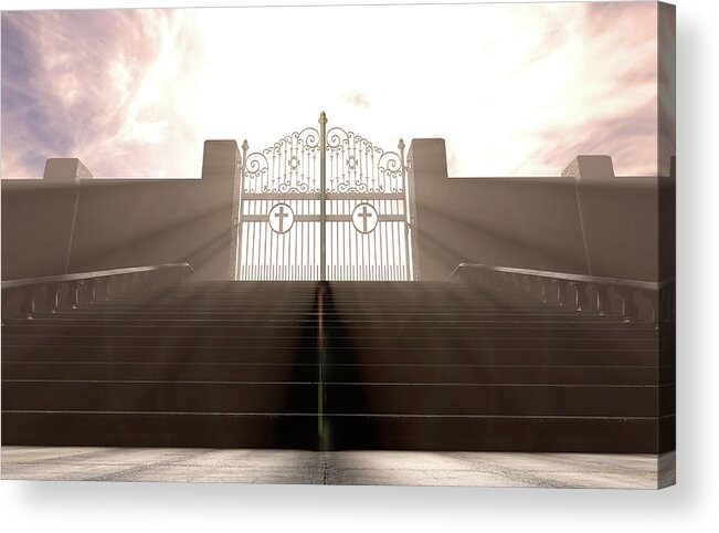 Heaven Acrylic Print featuring the digital art The Stairs To Heavens Gates #8 by Allan Swart