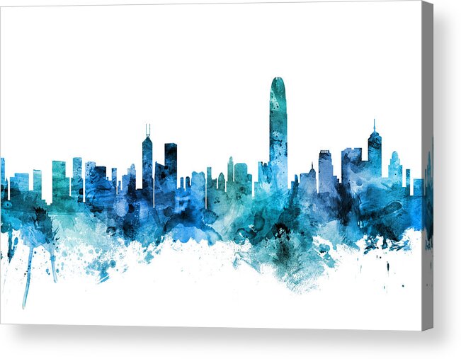 Hong Kong Acrylic Print featuring the digital art Hong Kong Skyline #9 by Michael Tompsett
