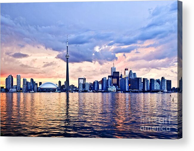 Toronto Acrylic Print featuring the photograph Toronto skyline reflecting in Lake Ontario by Elena Elisseeva