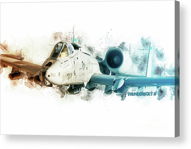 A-10 Acrylic Print featuring the digital art A-10 Thunderbolt Tech by Airpower Art