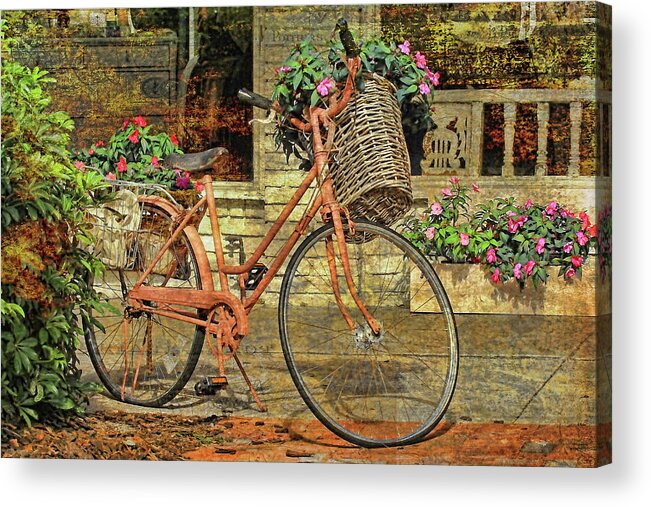 Bicycle Acrylic Print featuring the photograph A Basketful of Spring by HH Photography of Florida