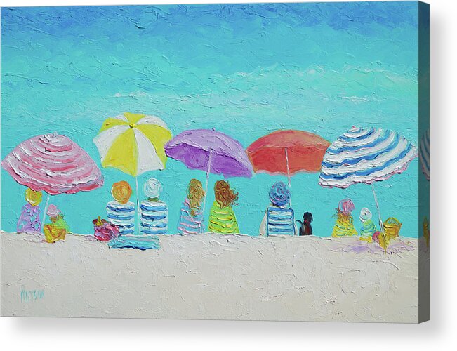 Beach Acrylic Print featuring the painting A Breezy Summers Day by Jan Matson
