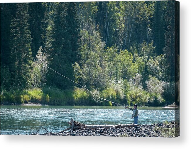 River Acrylic Print featuring the photograph A Fine Day Fishing by Mary Lee Dereske