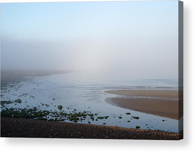 Coast Acrylic Print featuring the photograph A foggy night in Stonehaven by Jolly Van der Velden