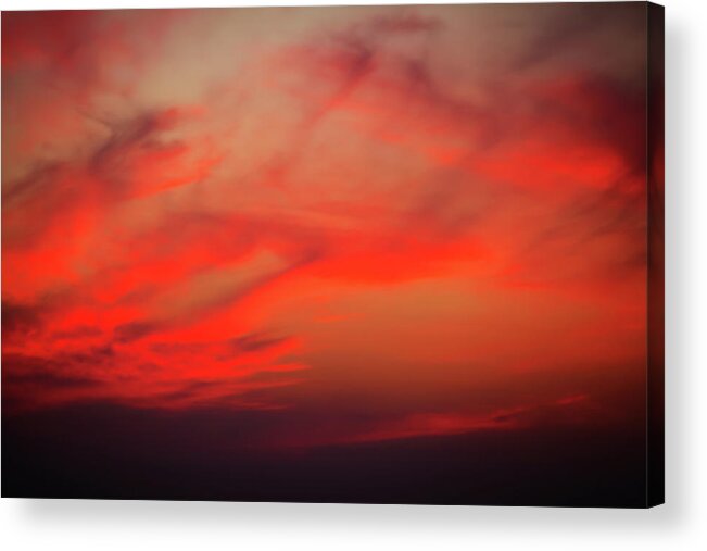 Adventure Acrylic Print featuring the photograph a gorgeous sunset with luminous red clouds over the Yala Nationalpark by Gina Koch