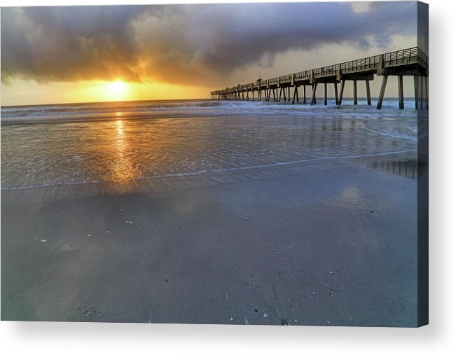 Florida Acrylic Print featuring the photograph A Jacksonville Beach Sunrise - Florida - Ocean - Pier by Jason Politte