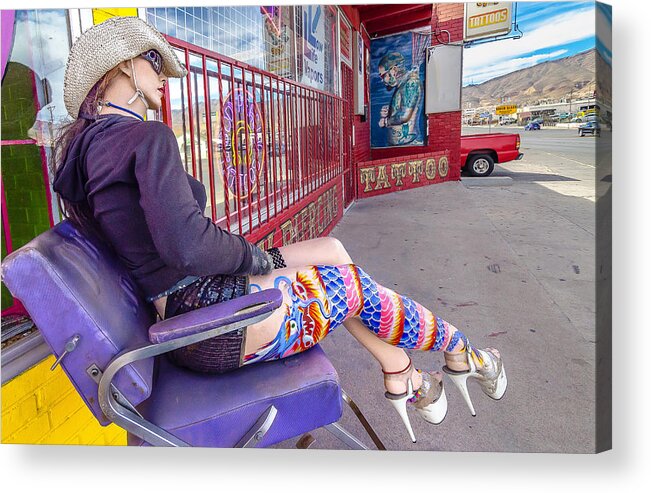 Tats Acrylic Print featuring the photograph A Leg Up by Ken Blystone