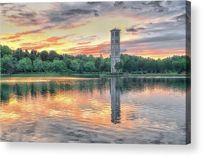 Furman Acrylic Print featuring the photograph A Moment at the Furman Bell Tower by Blaine Owens