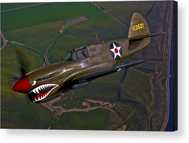 Livermore Acrylic Print featuring the photograph A P-40e Warhawk In Flight by Scott Germain