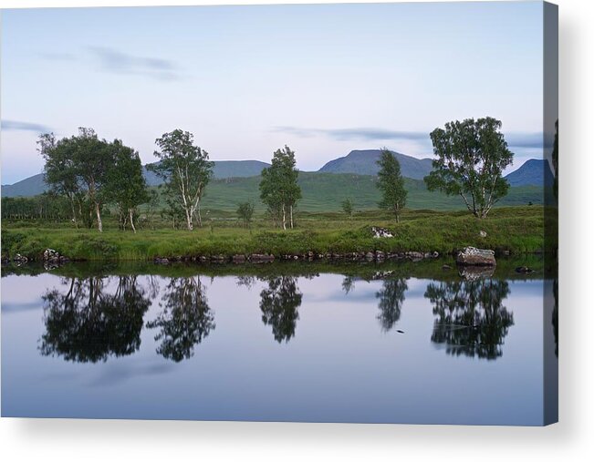 Loch Ba Acrylic Print featuring the photograph A Pastel Sky over Loch Ba by Stephen Taylor