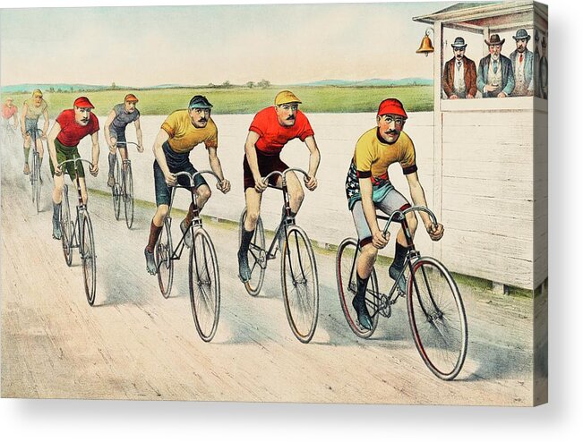 Wheelmen Acrylic Print featuring the painting A Red Hot Finish by Vincent Monozlay