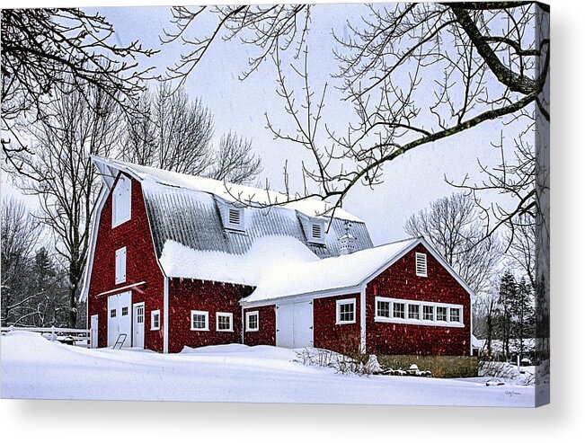 Snow Acrylic Print featuring the photograph A Snowy Day at Grey Ledge Farm by Betty Denise