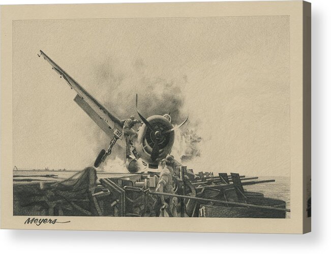 F4u Acrylic Print featuring the drawing A Time for Courage by Wade Meyers