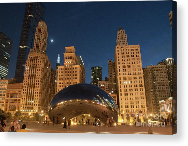 Anish Kapoor Acrylic Print featuring the photograph A View from Millenium Park at Night by David Levin