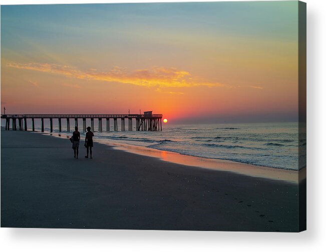 Walk Acrylic Print featuring the photograph A Walk at Sunrise - Avalon New Jersey by Bill Cannon