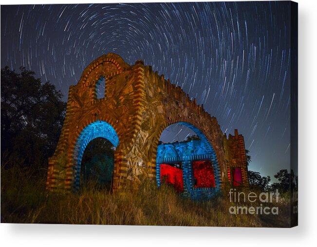 Night Time Photography Acrylic Print featuring the photograph Abandoned Outlaw Gas Station by Keith Kapple