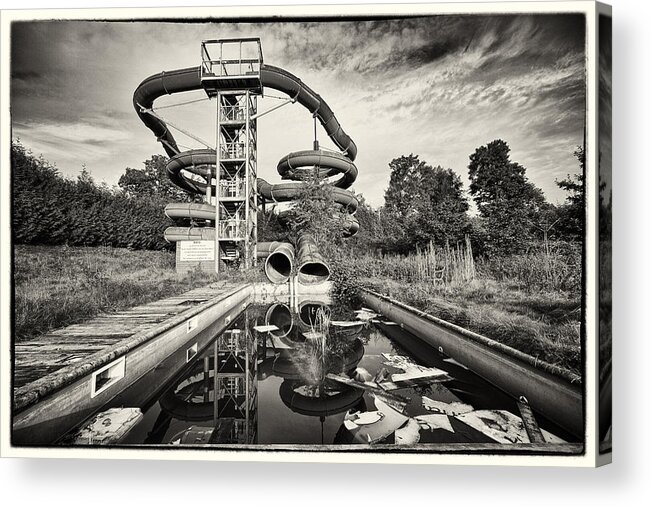 Belgium Acrylic Print featuring the photograph Lets have a splash - abandoned water park by Dirk Ercken