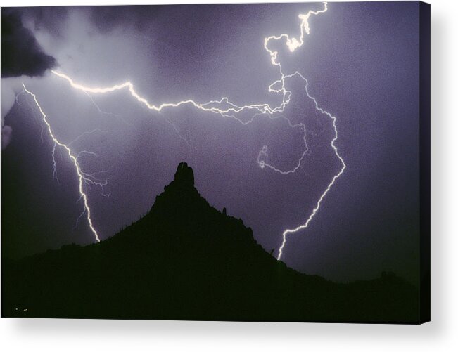 Lightning Acrylic Print featuring the photograph Above and Beyond Pinnacle Peak by James BO Insogna