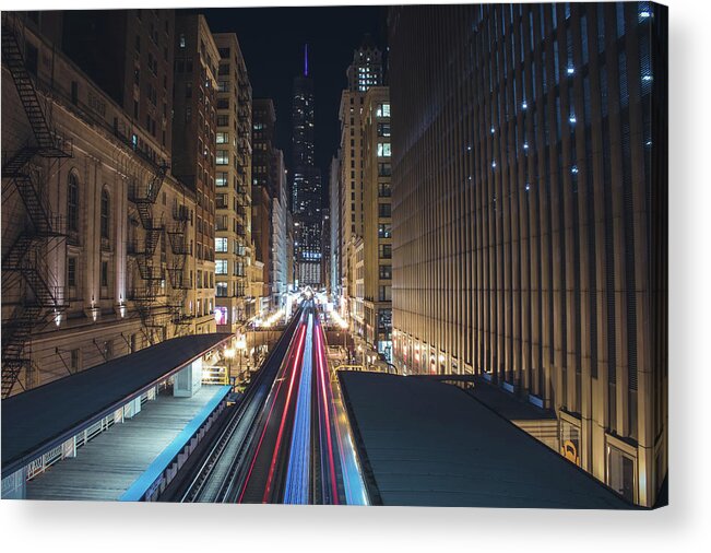 Chicago Acrylic Print featuring the photograph Above the loop towards the Trump Tower by Jay Smith