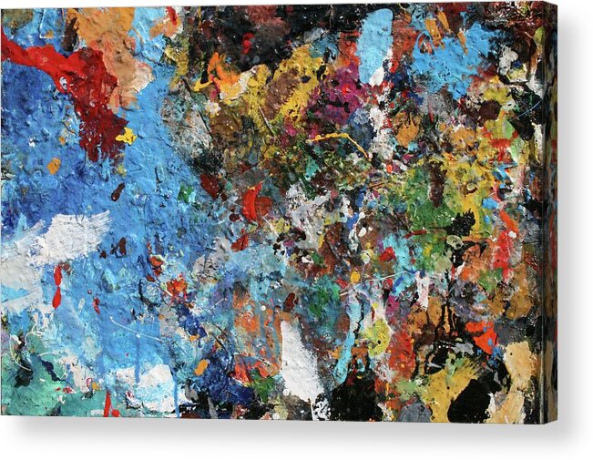 Crazy Mix Of Colors To Create An Abstract Vision. Acrylic Print featuring the painting Abstract blue blast by Melinda Saminski