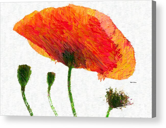 Rafael Salazar Acrylic Print featuring the mixed media Abstract Flower 0723 by Rafael Salazar