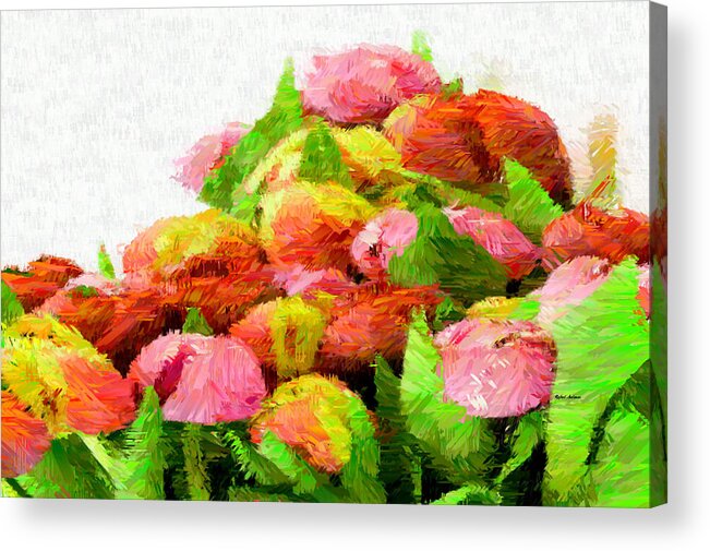 Rafael Salazar Acrylic Print featuring the mixed media Abstract Flower 0727 by Rafael Salazar