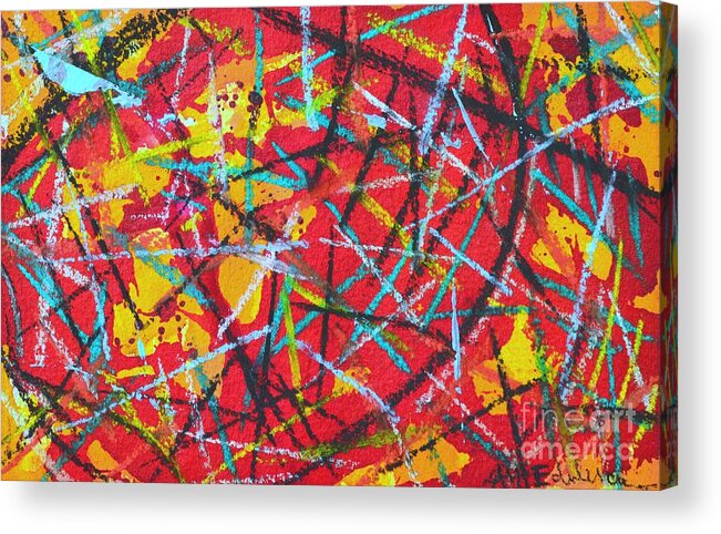 Abstract Acrylic Print featuring the painting Abstract Pizza 2 by Ana Maria Edulescu