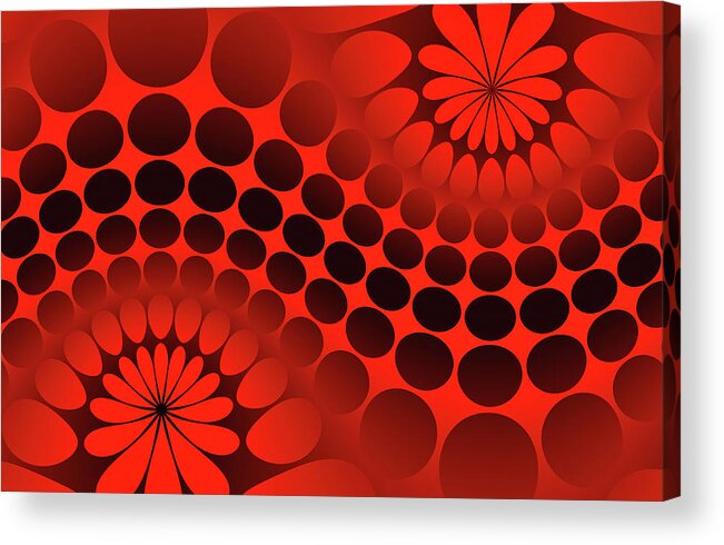Red Acrylic Print featuring the digital art Abstract red and black ornament by Vladimir Sergeev