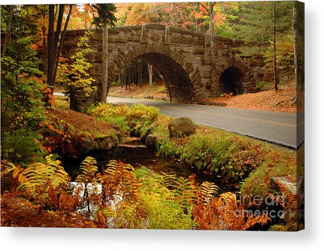 Acadia Acrylic Print featuring the photograph Acadia Stone Bridge by Alana Ranney