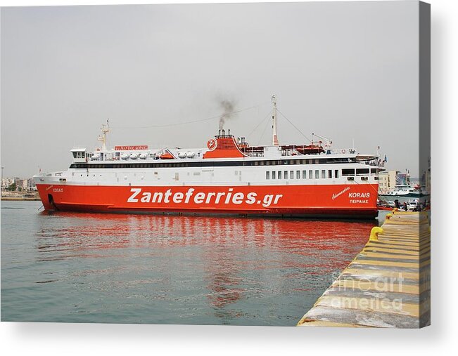Adamantios Acrylic Print featuring the photograph Adamantios Korais ferry in Piraeus by David Fowler