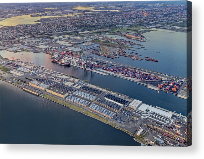 Aerial View Acrylic Print featuring the photograph Aerial View Bayonne Container Terminal by Susan Candelario