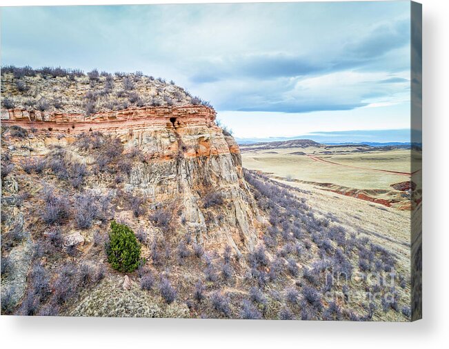 Colorado Acrylic Print featuring the photograph aerial view of northern Colorado foothills by Marek Uliasz